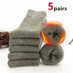 Thick Wool Blend Thermal Crew Socks 5 Pair Set