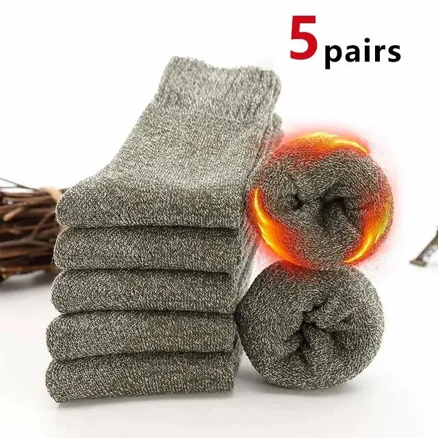 Thick Wool Blend Thermal Crew Socks 5 Pair Set
