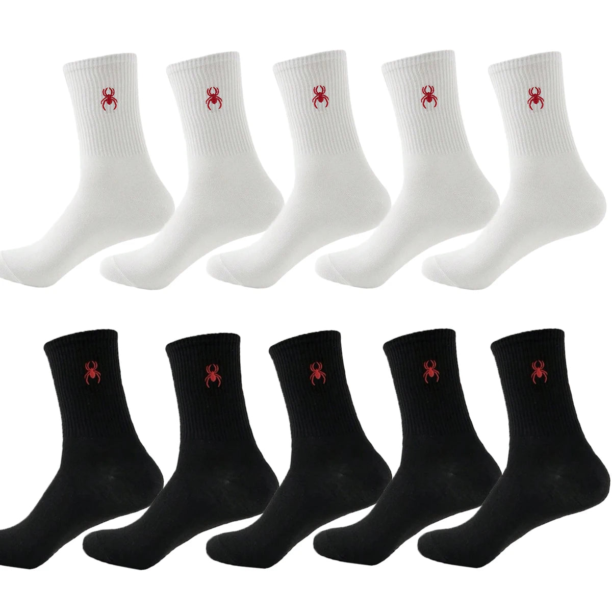 Polyester Elastane Crew Socks Spider Pattern - 8