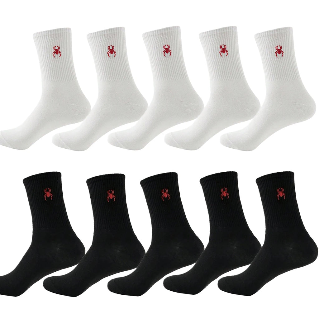 Polyester Elastane Crew Socks Spider Pattern