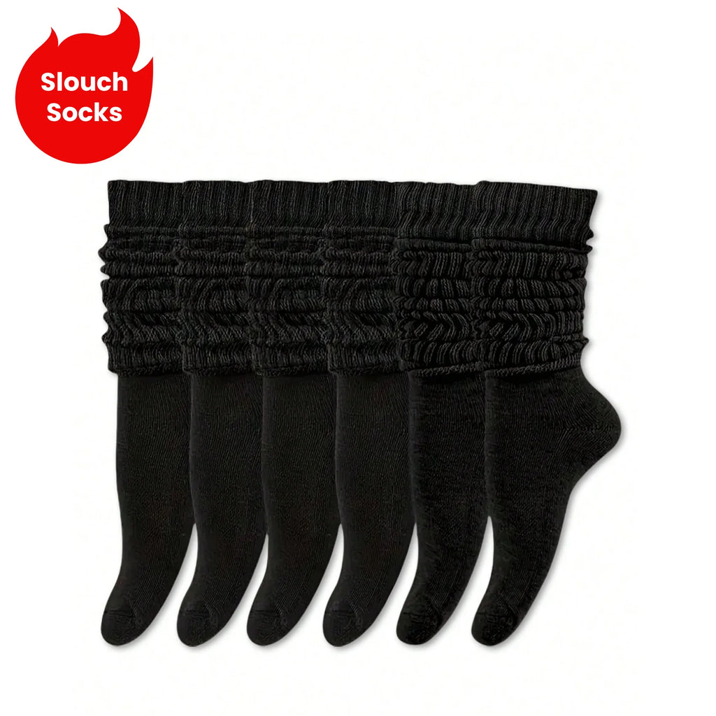 Polyester Elastane Casual Slouch Crew Socks 6 Pack