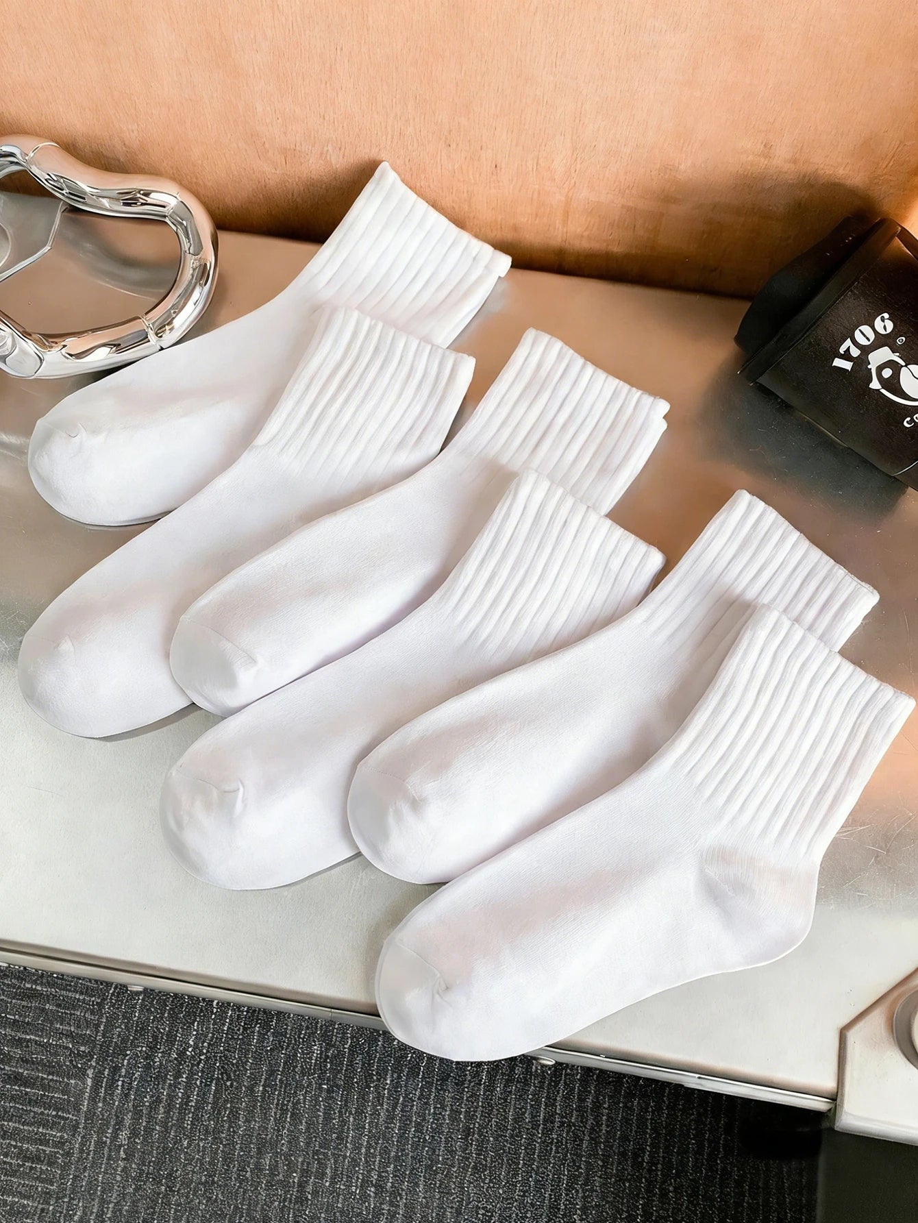 Womens Polyester Elastane Low Tube Casual Ankle Socks 6 Pack - 1