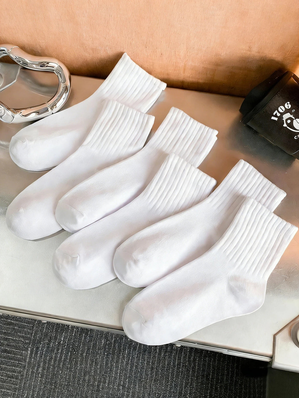 Womens Polyester Elastane Low Tube Casual Ankle Socks 6 Pack
