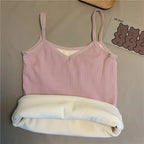 Nylon Sleeveless Velvet Lined Thermal Camisole Tank Top