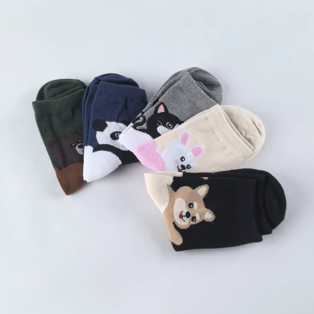 Polyester Elastane Cartoon Animal Print Casual Socks Set