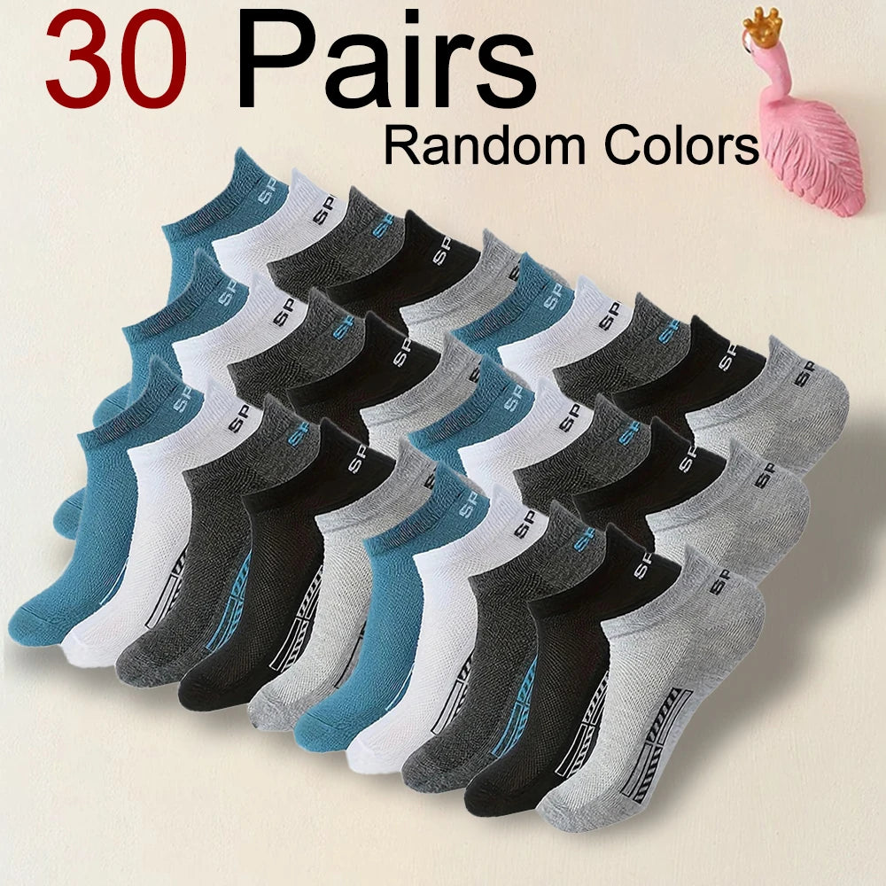 Men Breathable Polyester Ankle Socks Sports Invisible Casual Footwear