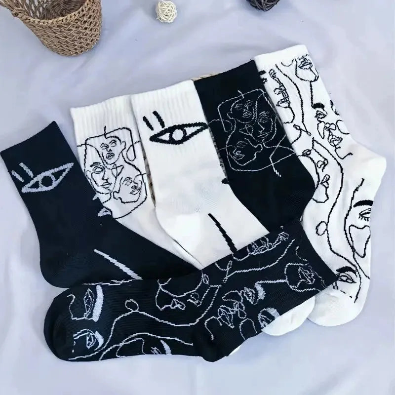 Cotton Blend Abstract Graphic Crew Socks - 2