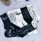 Cotton Blend Abstract Graphic Crew Socks