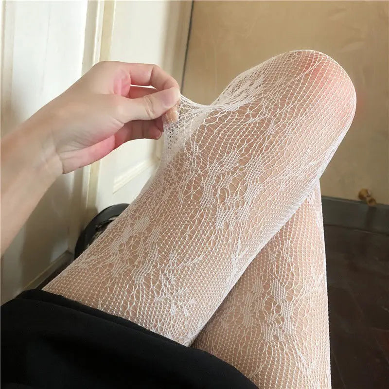 Floral Lace Pattern Mesh Pantyhose Tights - 13
