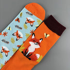 Cotton Blend Fox Print Casual Mid Calf Socks