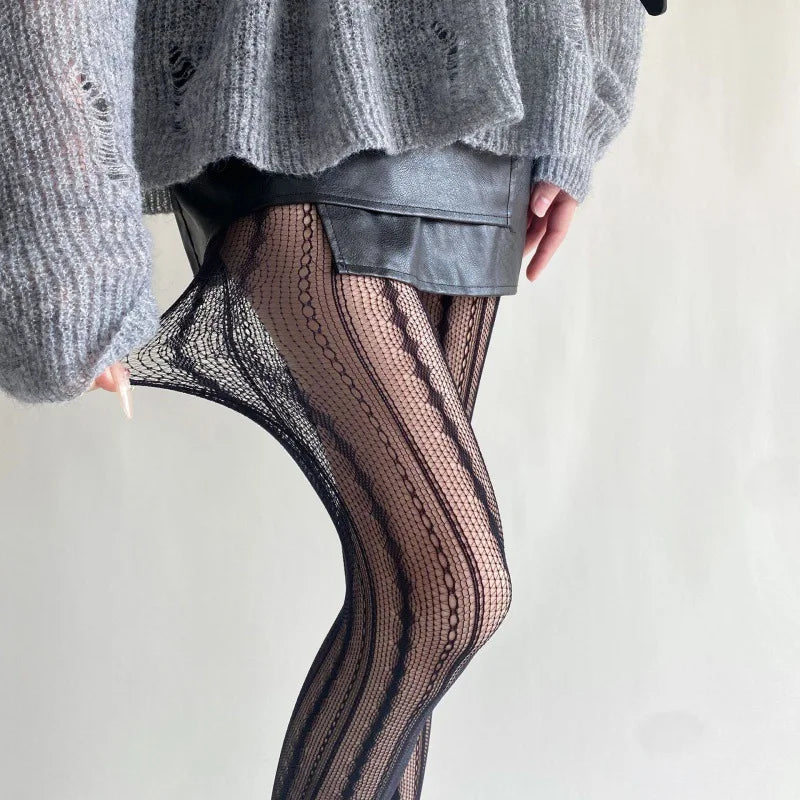 Nylon Mesh Geometric Pattern Lolita Style Tights - 13