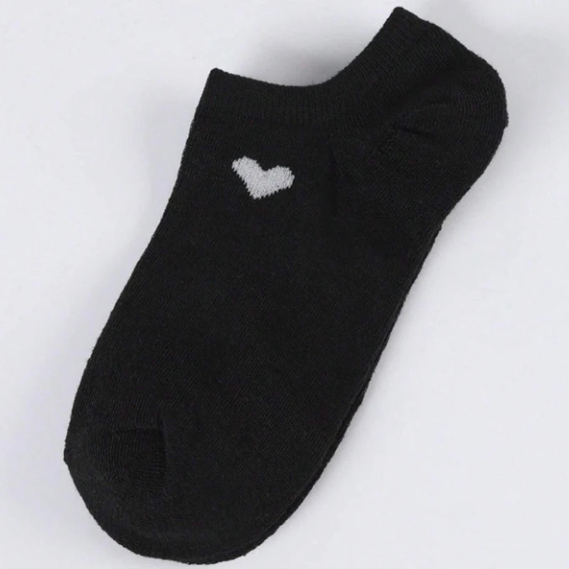 Polyester Elastane Low Cut Casual Heart Print Women Socks