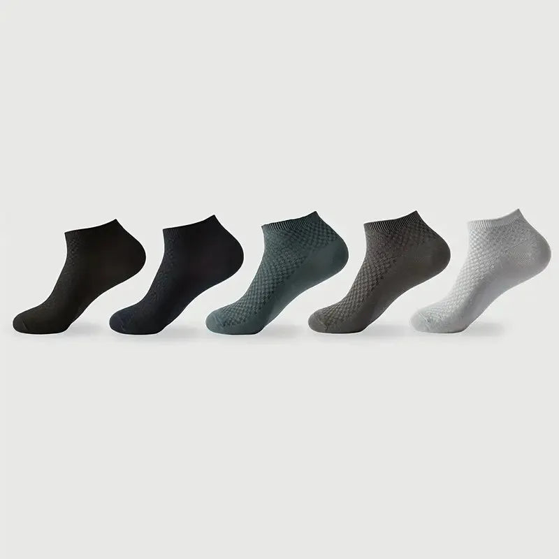 Bamboo Fiber Low Cut Ankle Socks Five Pair Set - 8