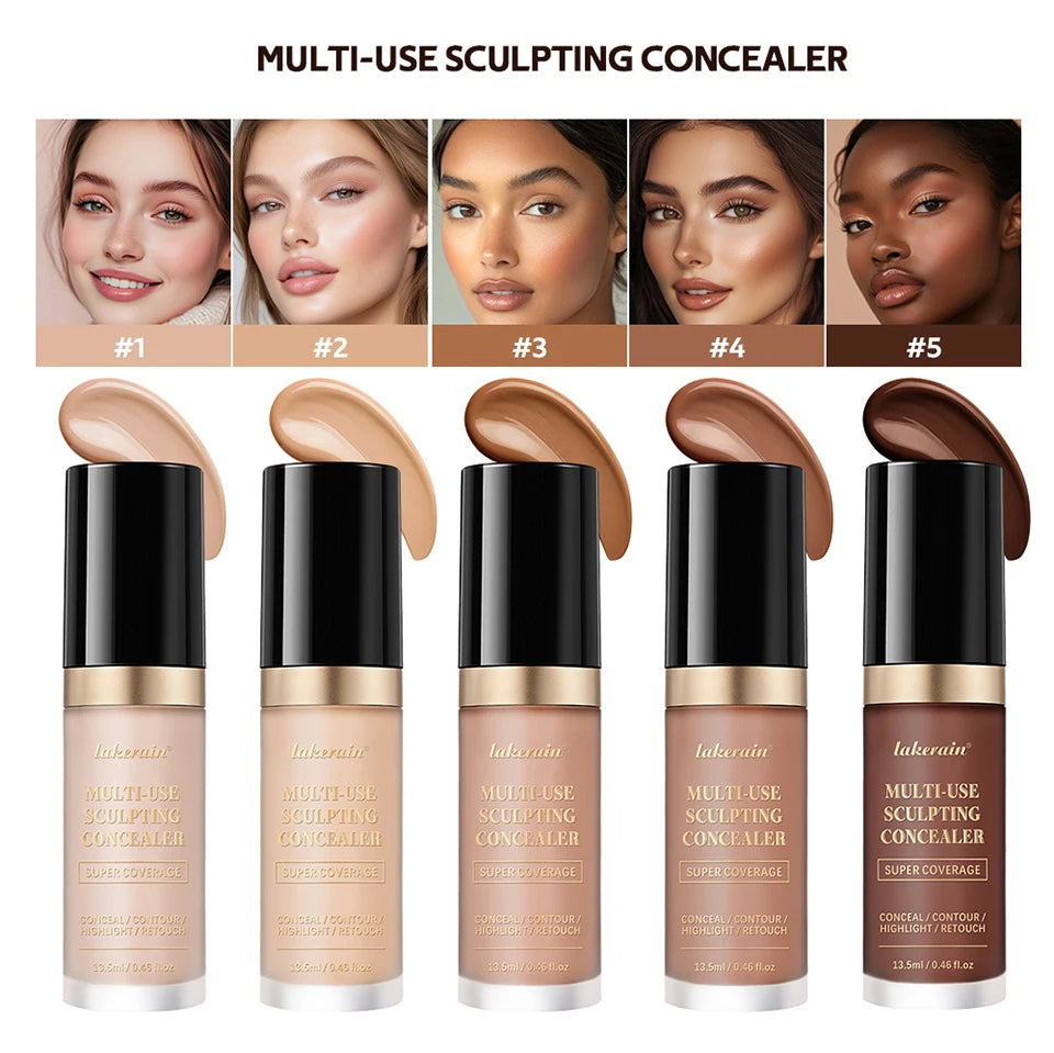 5 Color Liquid Face Concealer Waterproof Oil Control Foundation