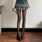 Nylon Striped Fishnet Pantyhose Women Hollow Stockings