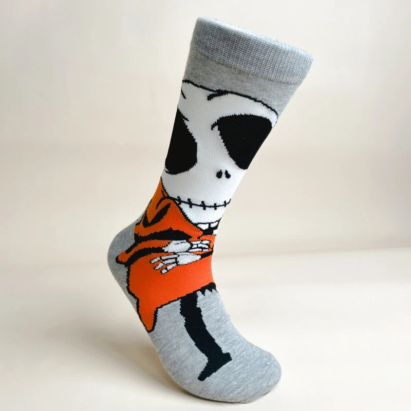 Halloween Skull Print Unisex Knit Mid Calf Socks