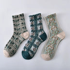 Cotton Blend Floral Mid Tube Socks
