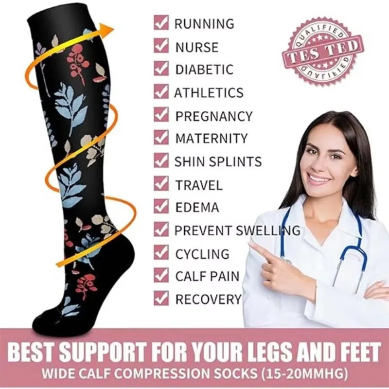 Nylon Polyester Elastane Knee High Compression Socks