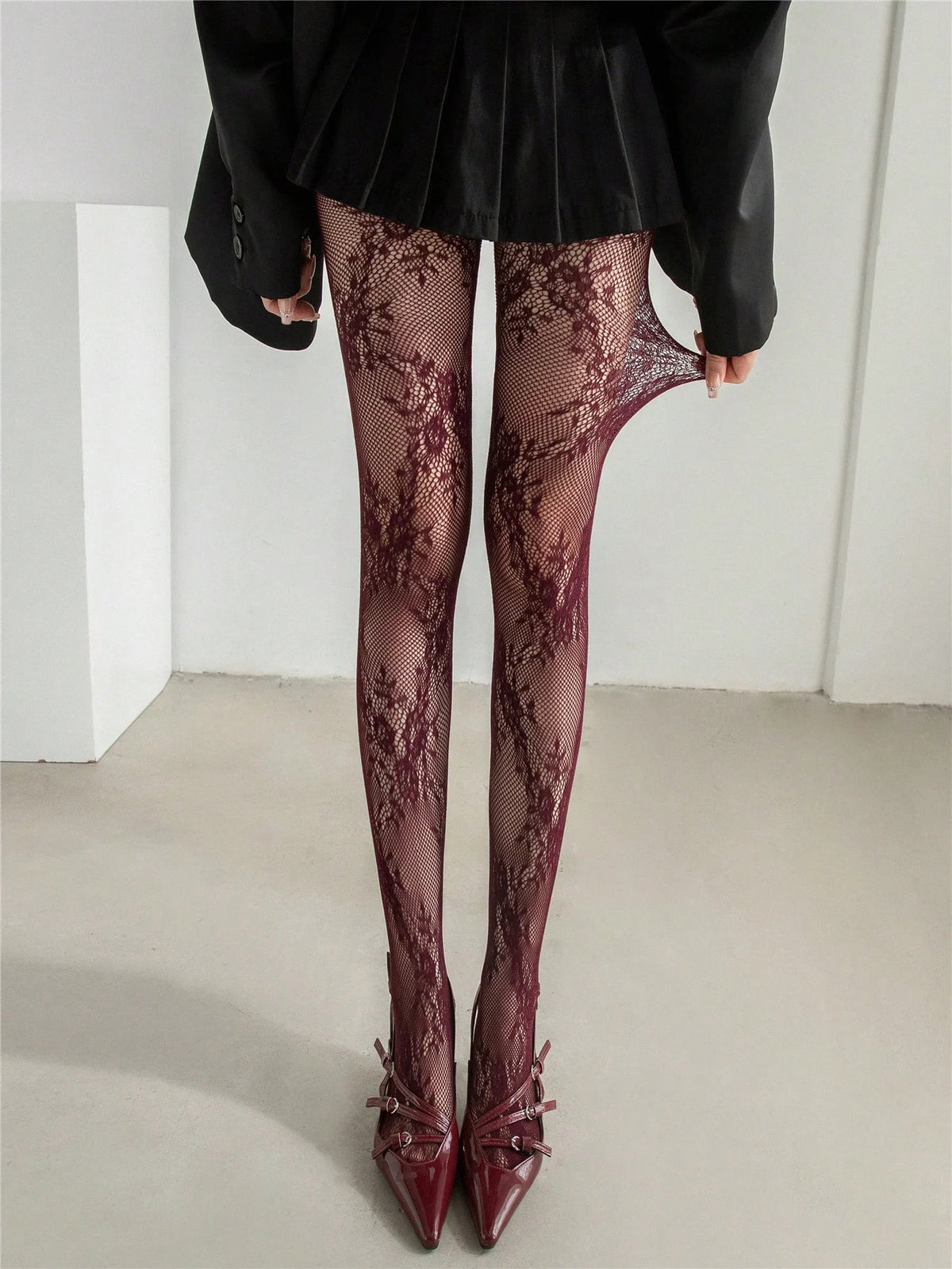 Polyester Elastane Knit Fishnet Stockings Pantyhose