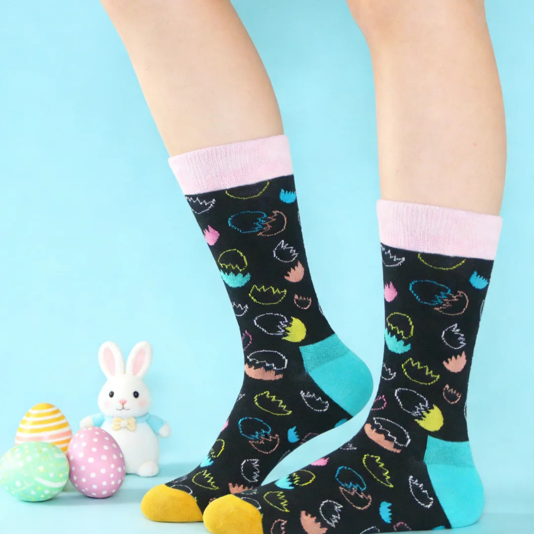 Easter Hatching Egg Patterned Knit Mid Calf Socks - 2
