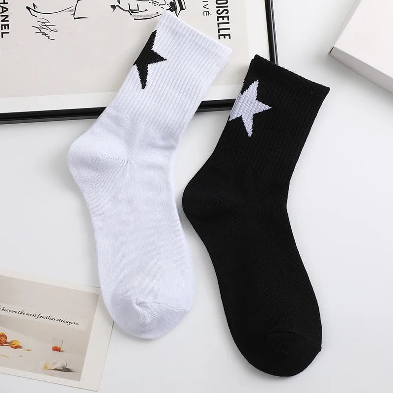 Cotton Star Pattern Mid Tube Socks