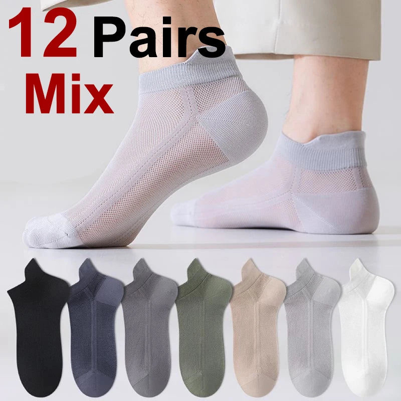 Cotton Polyester Ankle Socks Breathable Mesh Summer Casual Footwear