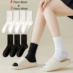 7 Pairs Womens Polyester Spandex Mid Tube Casual Socks