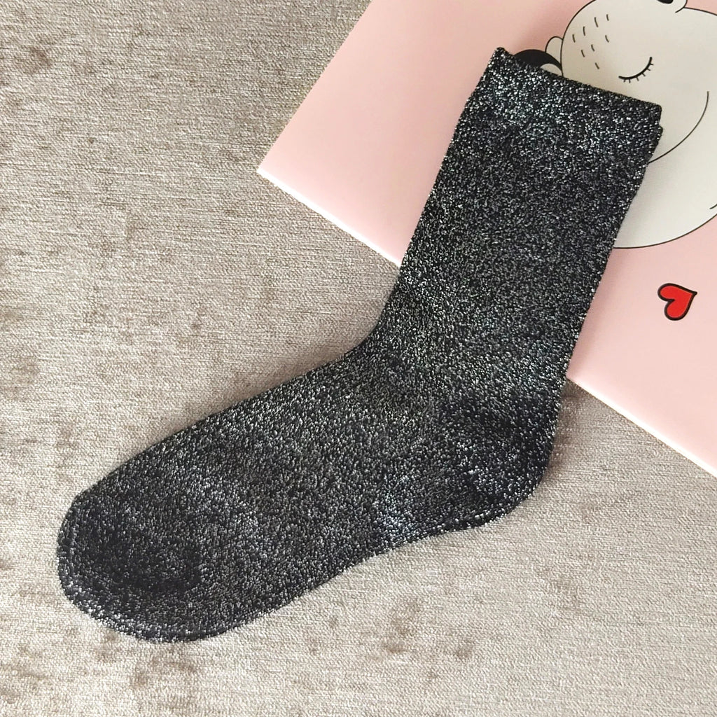 Metallic Knit Women Casual Socks