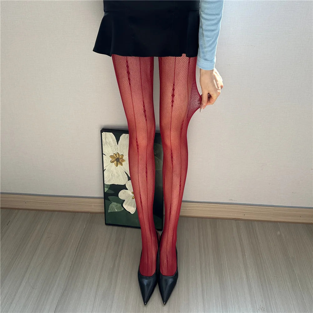 Nylon Fishnet Patterned Tights for Women