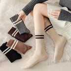 Polyester Elastane Striped Mid Tube Casual Socks