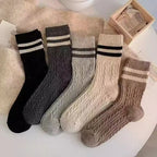 Polyester Elastane Striped Mid Tube Socks