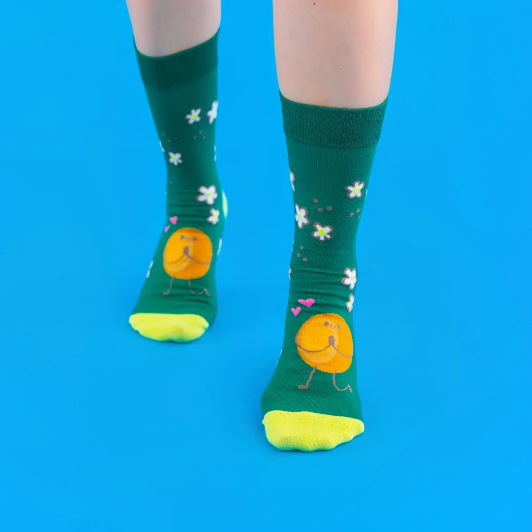 Cotton Blend Avocado Print Mid Calf Socks