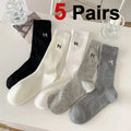 Polyester Blend Butterfly Pattern Casual Mid Length Socks 5 Pack