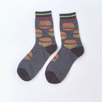 Cotton Blend Novelty Food Print Mid Calf Unisex Socks