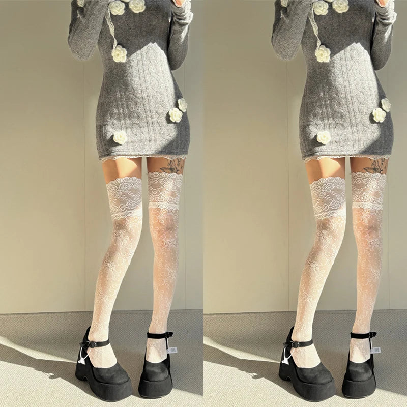 Lace Fishnet Thigh High Stockings