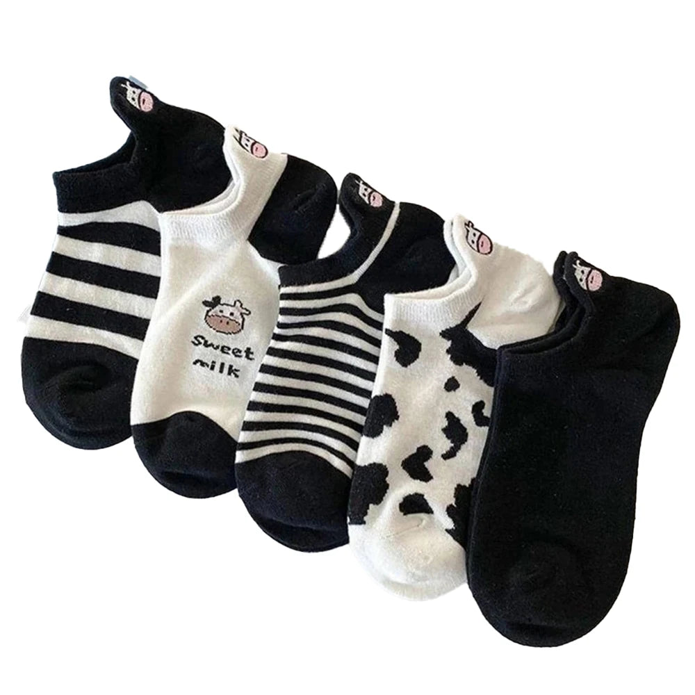 Polyester Elastane Cartoon Low Cut Casual Socks 5 Pair Set