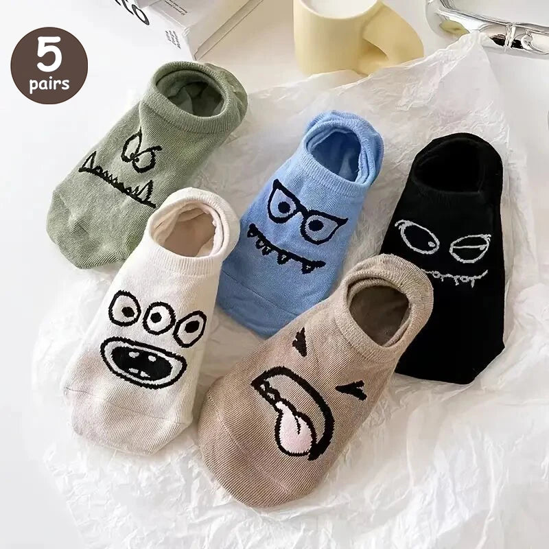 Polyester Elastane Teddy Bear Print Casual Ankle Socks for Women