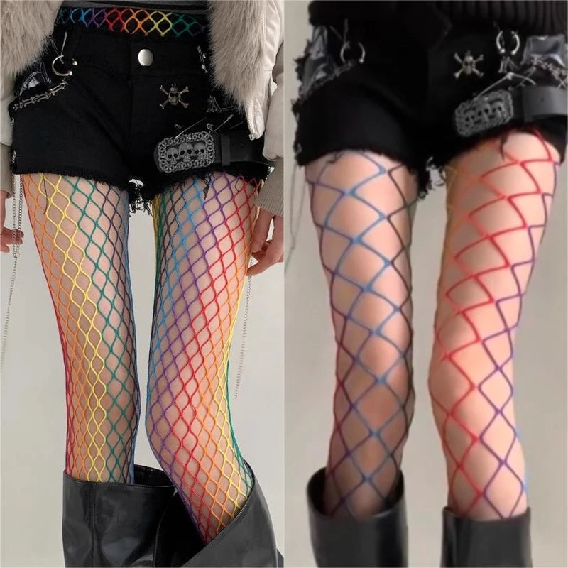 Rainbow Mesh Nylon Elastane Fishnet Tights - 6