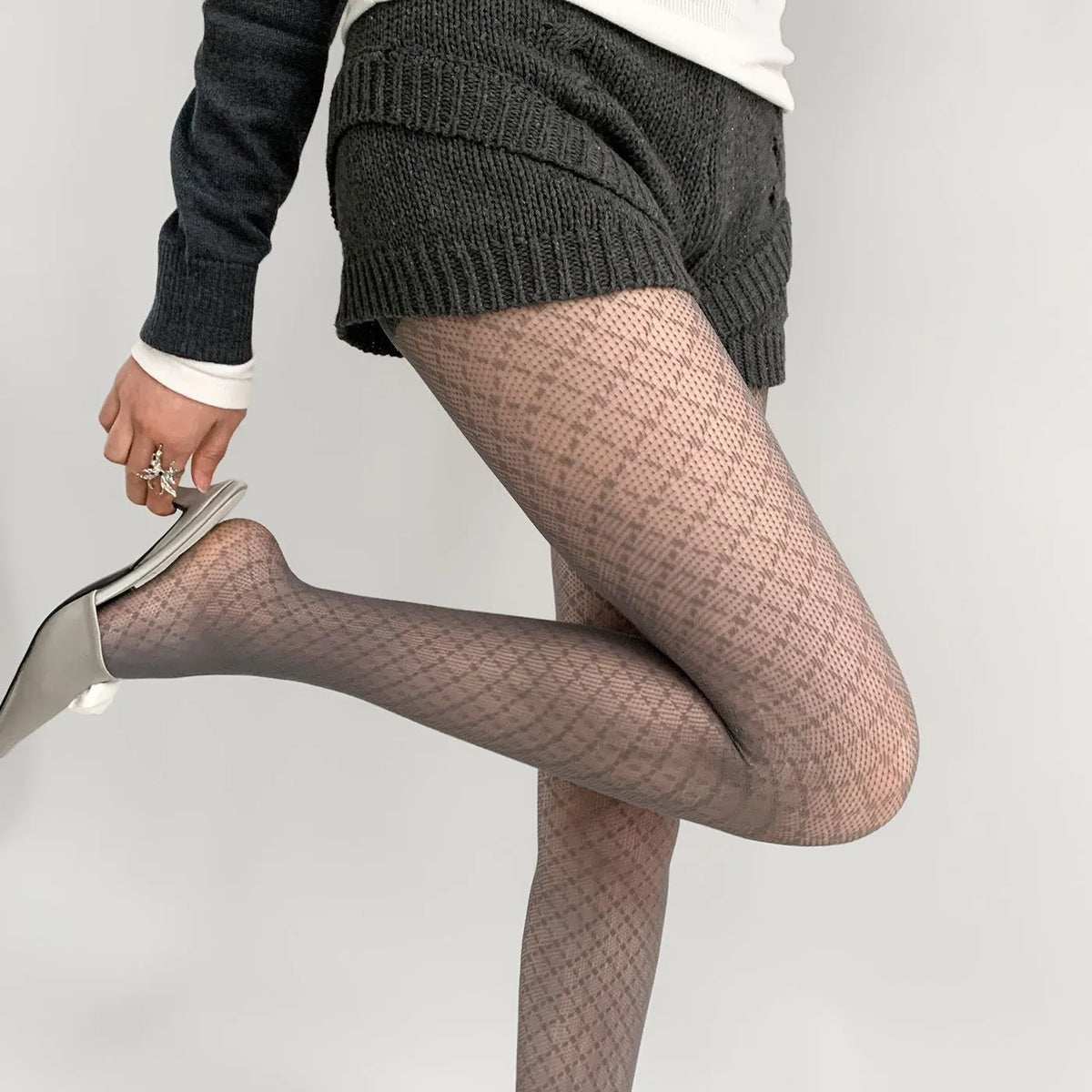 Geometric Pattern Nylon Mesh Pantyhose