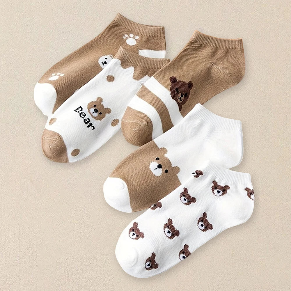 Polyester Blend Cartoon Pattern Low Tube Casual Socks - 3