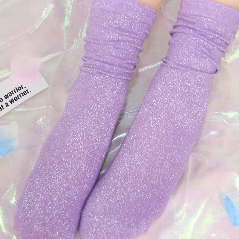 Metallic Knit Women Casual Socks