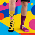 Cotton Blend Cartoon Cow Print Crew Socks