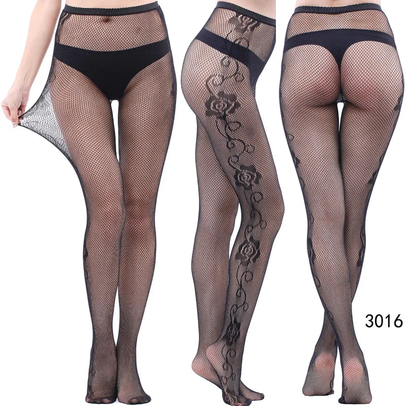 Nylon Spandex Jacquard Patterned Fishnet Pantyhose Tights - 21