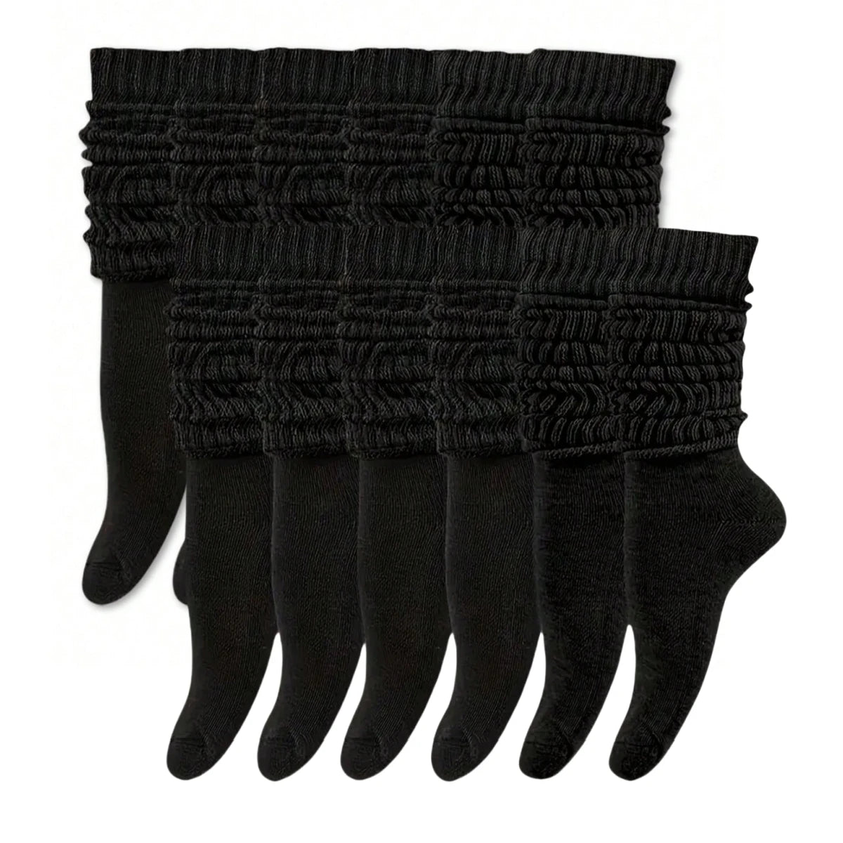 Polyester Elastane Casual Slouch Crew Socks 6 Pack - 7