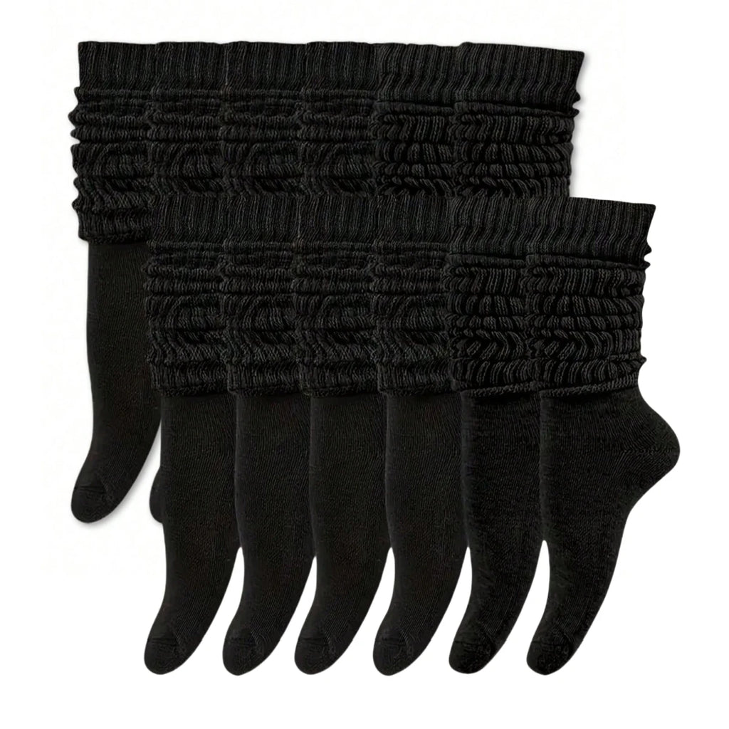 Polyester Elastane Casual Slouch Crew Socks 6 Pack
