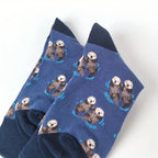 Cotton Blend Otter Print Mid Calf Casual Socks