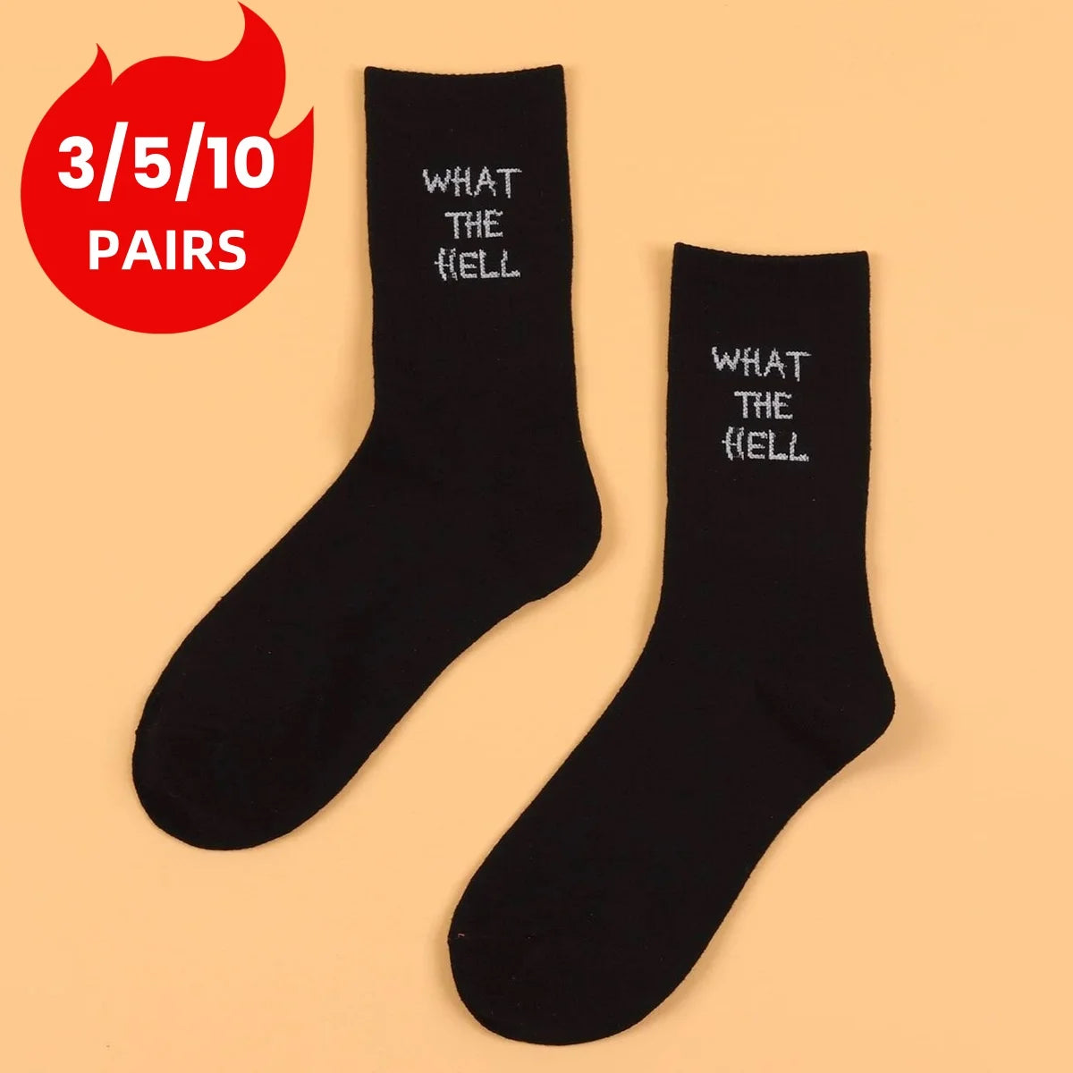 Polyester Elastane Crew Socks Letter Graphic Footwear - 1