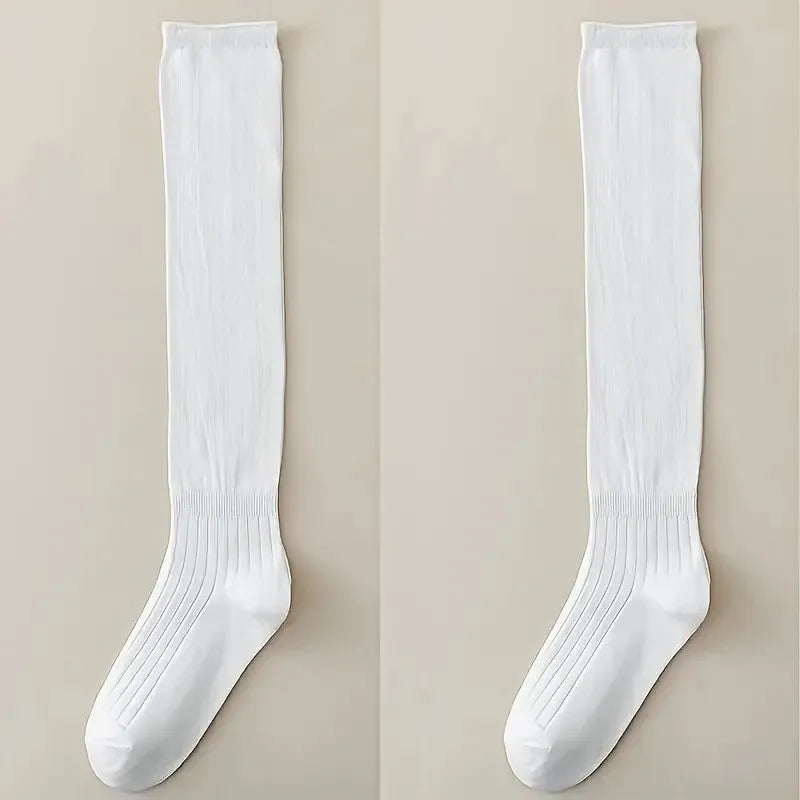 Ribbed Polyester Spandex Calf Socks - 12