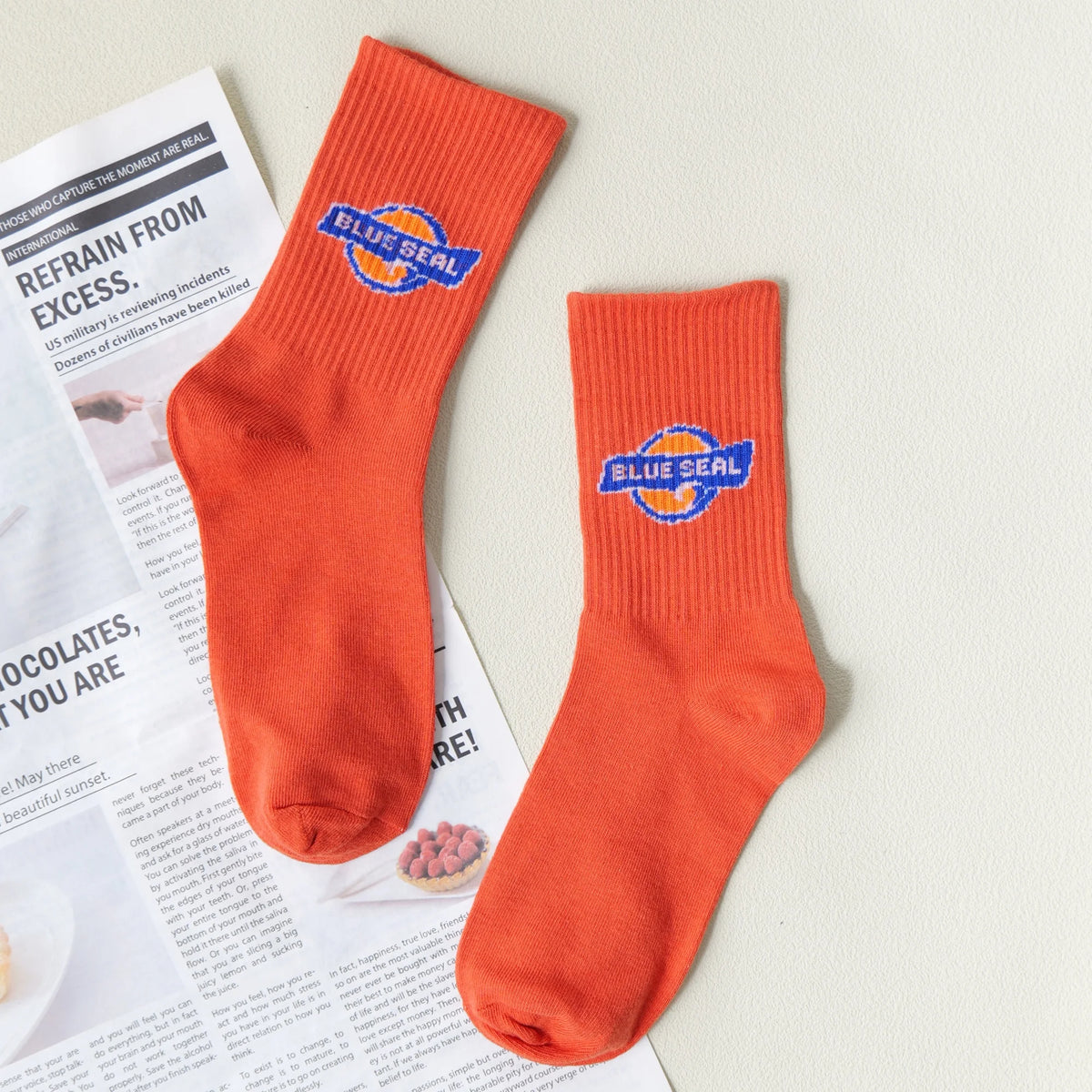 Polyester Elastane Knit Crew Socks
