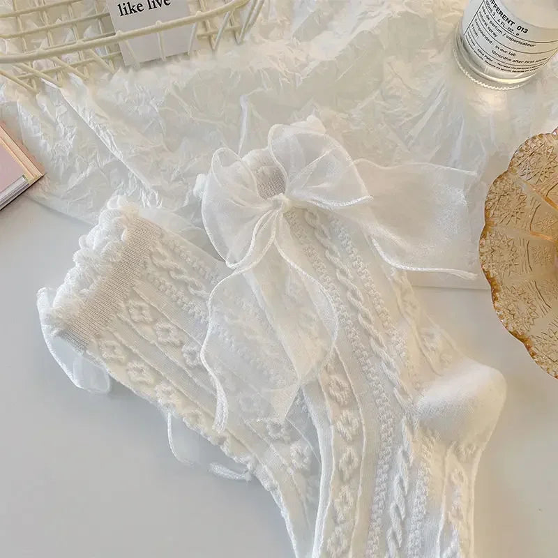 Polyester Lace Ruffle Lolita Socks Mid Tube Casual Wear - 16